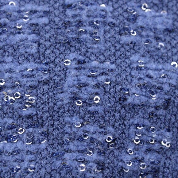 NWT Sandro Cropped Glitter Tweed Effect Coatigan with Braided Trim in Blue FR 0 - Picture 10 of 16